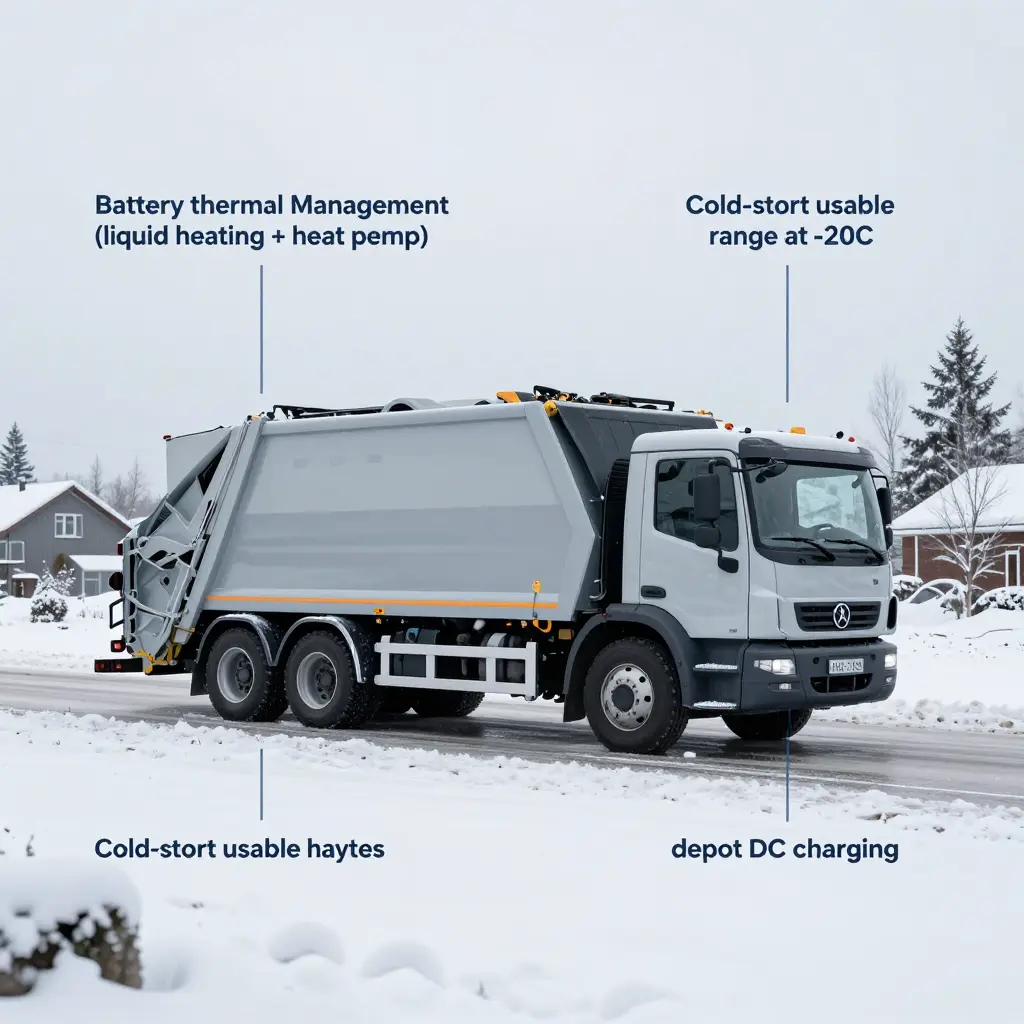 Electric garbage truck winter operating concept