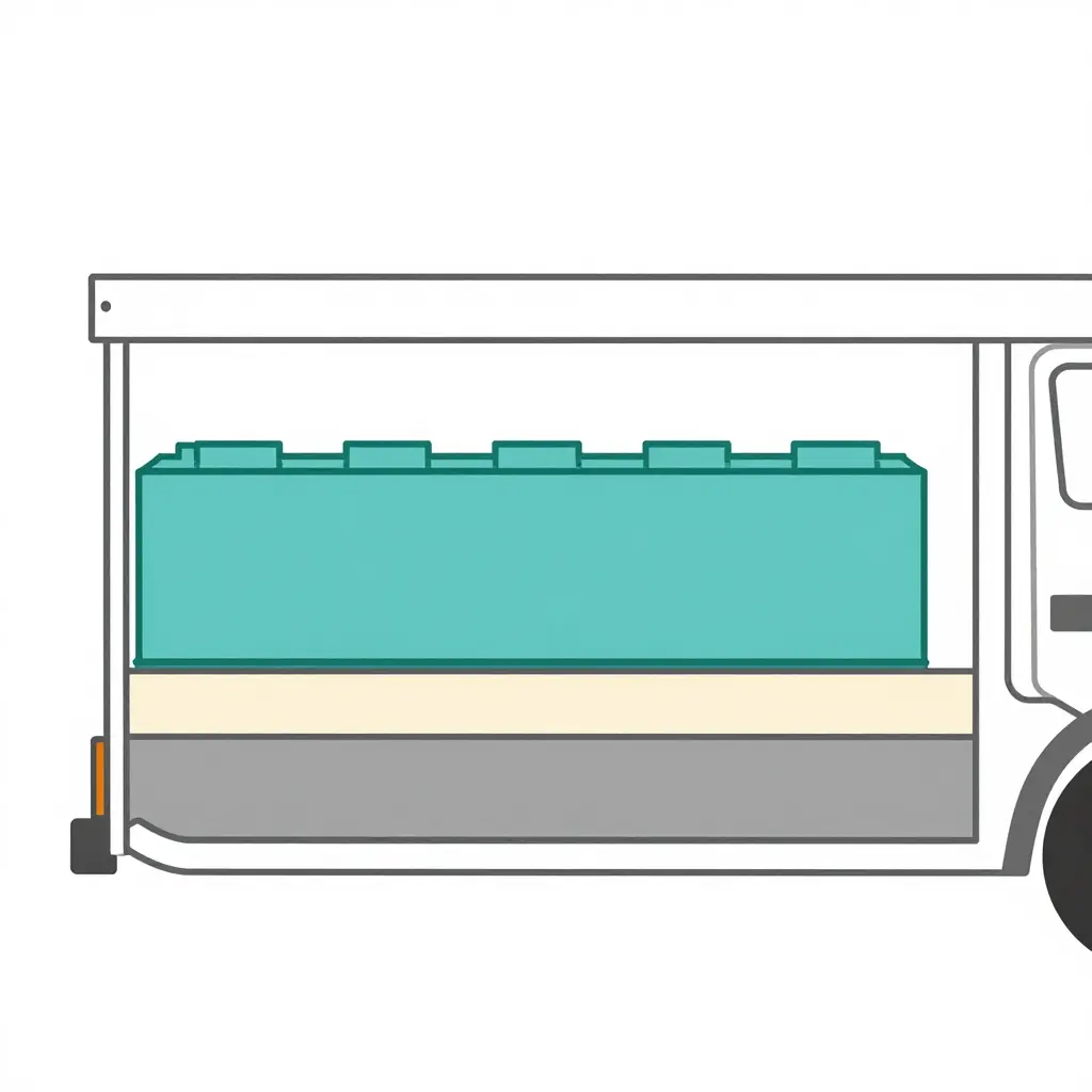 2D cross-section schematic of an electric truck side sill showing the battery pack, clearance zone, and the region where a running board mounting bracket would normally attach